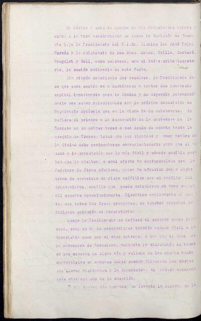 Actes de la Comissió Municipal d'Eixample, 6/8/1928 [Minutes]