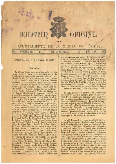 BOLETÍN OFICIAL DEL AYUNTAMIENTO DE LÉRIDA, 1887 [Issue]