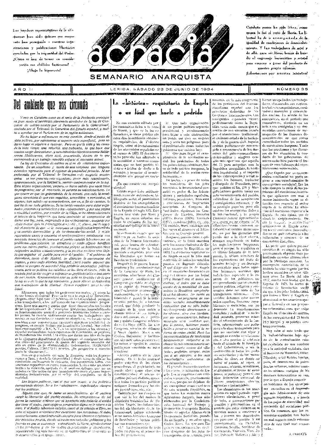 ACRACIA, 23/6/1934 [Issue]