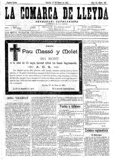 COMARCA DE LLEYDA, LA, 17/3/1901 [Issue]