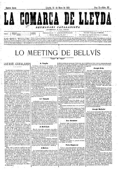 COMARCA DE LLEYDA, LA, 31/3/1901 [Issue]