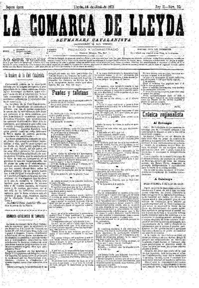 COMARCA DE LLEYDA, LA, 14/4/1901 [Issue]