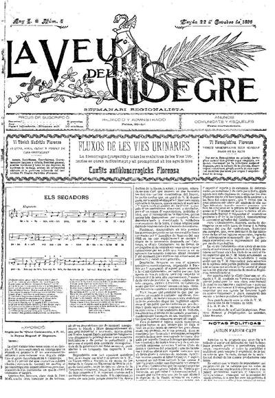 VEU DEL SEGRE, LA , 22/10/1899 [Issue]
