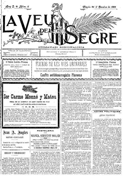 VEU DEL SEGRE, LA , 29/10/1899 [Issue]