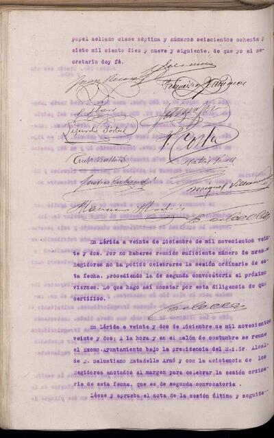 Actes del Ple de l'Ajuntament de Lleida, 22/12/1922 [Acta]