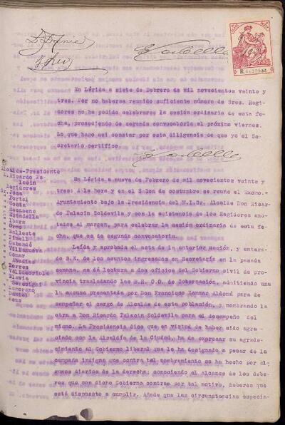 Actes del Ple de l'Ajuntament de Lleida, 7/2/1923, Diligència [Acta]