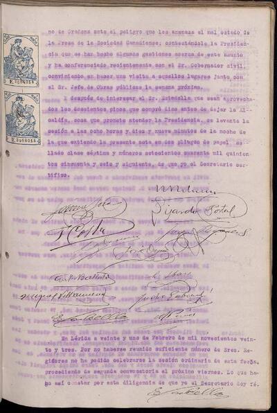Actes del Ple de l'Ajuntament de Lleida, 21/2/1923, Diligència [Acta]