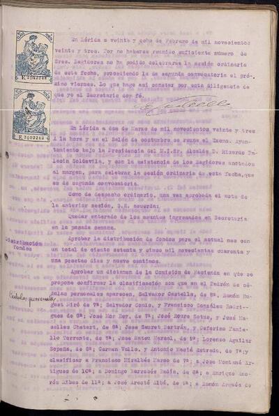 Actes del Ple de l'Ajuntament de Lleida, 28/2/1923, Diligència [Acta]