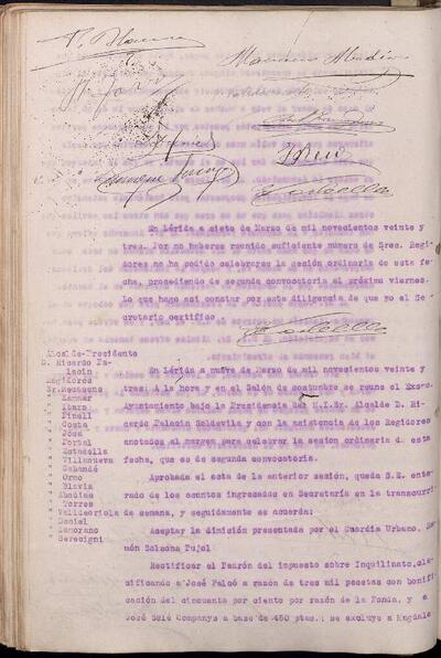 Actes del Ple de l'Ajuntament de Lleida, 7/3/1923, Diligència [Acta]