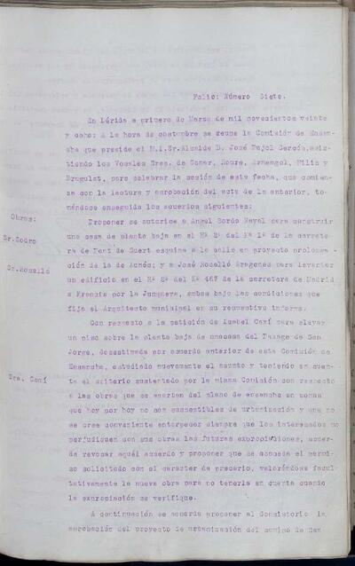 Actes de la Comissió Municipal d'Eixample, 1/3/1928 [Minutes]