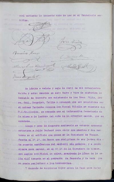 Actes de la Comissió Municipal d'Eixample, 26/4/1928 [Minutes]