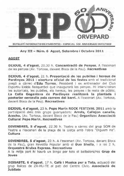 BIP.BUTLLETÍ INFORMATIU DE PARDINYES, 1/1/2011 [Ejemplar]