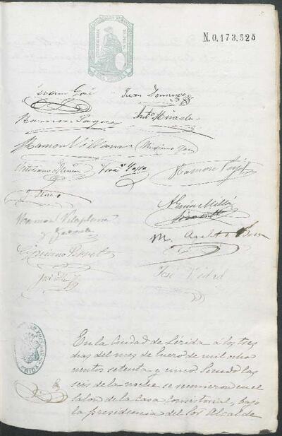 Actes del Ple de l'Ajuntament de Lleida, 3/1/1875 [Minutes]