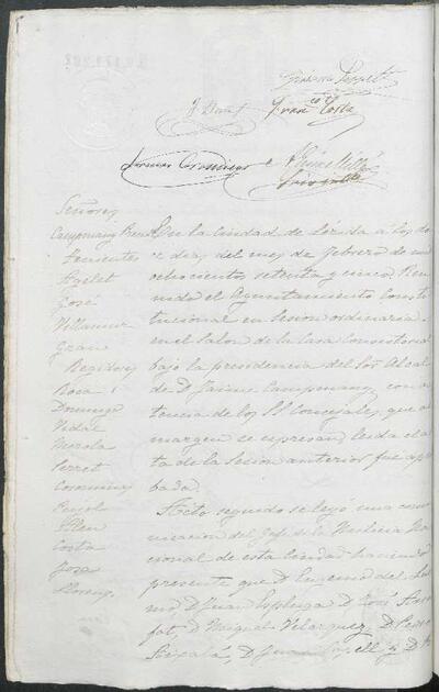 Actes del Ple de l'Ajuntament de Lleida, 12/2/1875 [Acta]