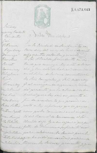 Actes de la Junta Municipal, 14/1/1875 [Acta]