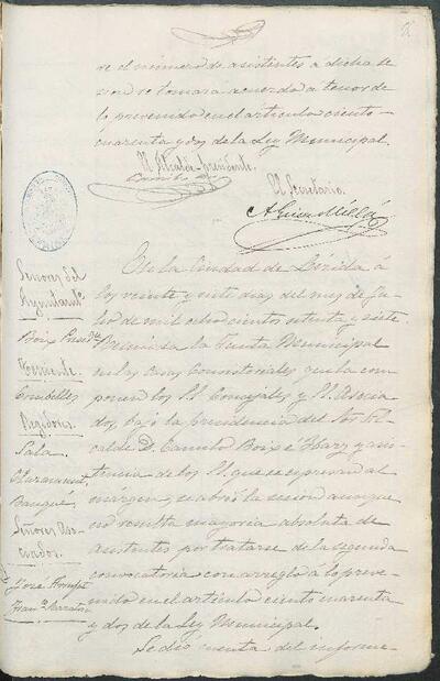 Actes de la Junta Municipal, 27/7/1877 [Minutes]