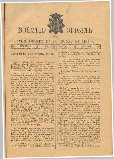 BOLETÍN OFICIAL DEL AYUNTAMIENTO DE LÉRIDA, 27/11/1886, BOL_AYUNTAMIENTO LERIDA OCR [Issue]