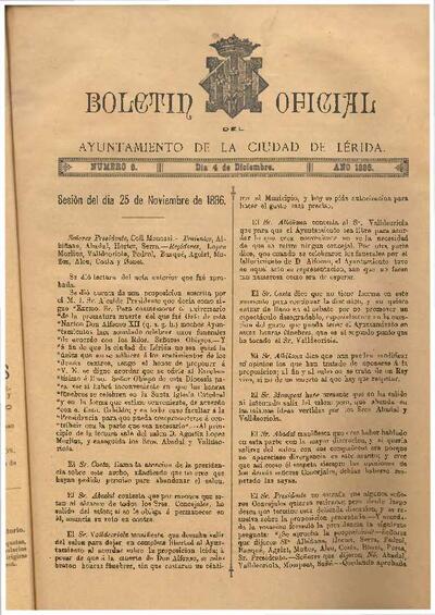 BOLETÍN OFICIAL DEL AYUNTAMIENTO DE LÉRIDA, 4/12/1886 [Issue]