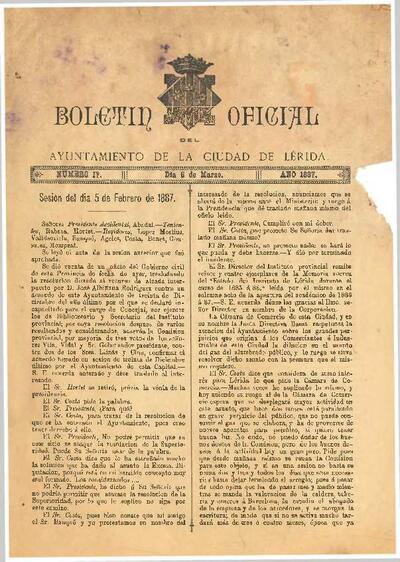 BOLETÍN OFICIAL DEL AYUNTAMIENTO DE LÉRIDA, 1887 [Issue]