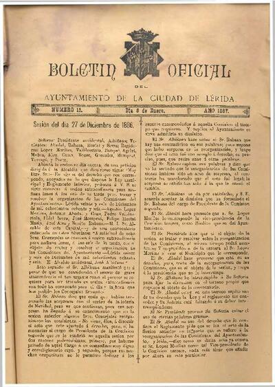 BOLETÍN OFICIAL DEL AYUNTAMIENTO DE LÉRIDA, 8/1/1887 [Issue]