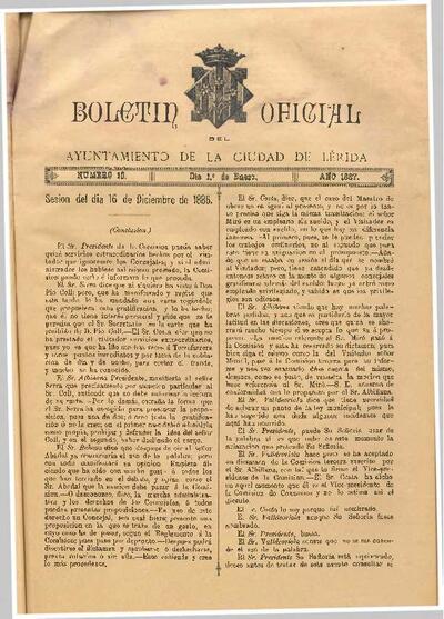 BOLETÍN OFICIAL DEL AYUNTAMIENTO DE LÉRIDA, 1/1/1887 [Issue]