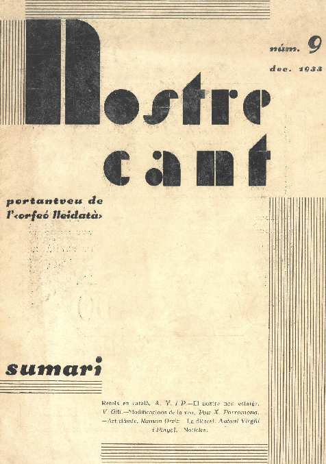 NOSTRE CANT, 1/1/1933 [Issue]