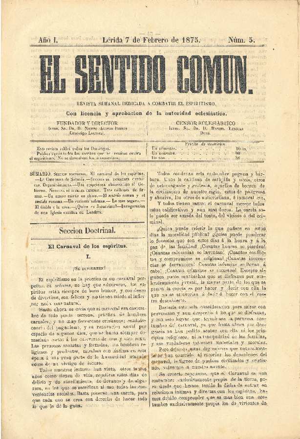 SENTIDO COMÚN, EL, 1/1/1875, SENTIDO COMUN, EL [Issue]