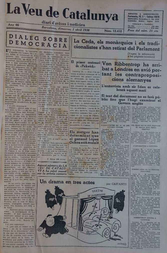 VEU DE CATALUNYA, LA, 1/1/1936 [Exemplar]