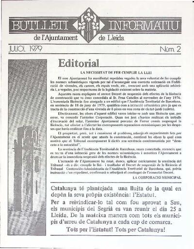 BUTLLETÍ INFORMATIU DE L'AJUNTAMENT DE LLEIDA, 7/1979 [Exemplar]