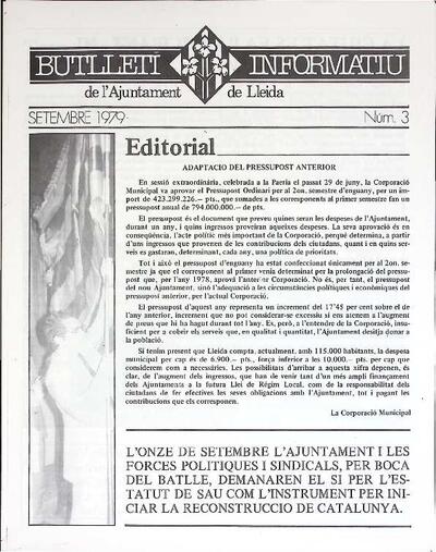 BUTLLETÍ INFORMATIU DE L'AJUNTAMENT DE LLEIDA, 9/1979 [Exemplar]