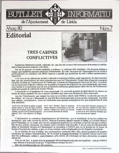 BUTLLETÍ INFORMATIU DE L'AJUNTAMENT DE LLEIDA, 5/1980 [Exemplar]