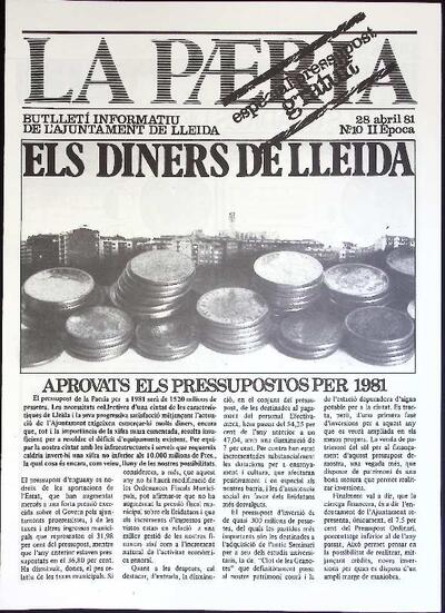 BUTLLETÍ INFORMATIU DE L'AJUNTAMENT DE LLEIDA, 28/4/1981 [Exemplar]