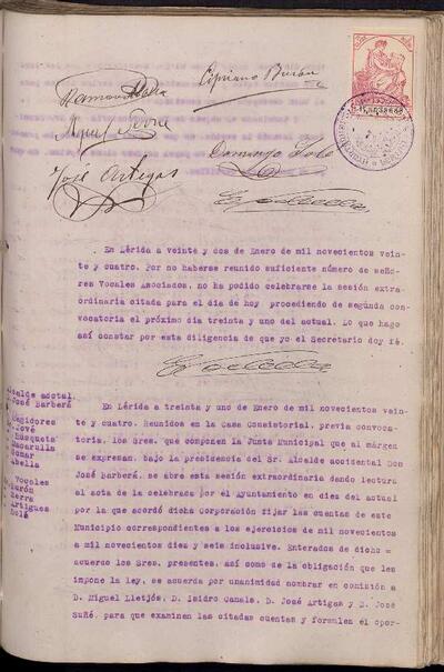 Actes de la Junta Municipal, 31/1/1924, SessiÃ³ extraordinÃ ria [Minutes]