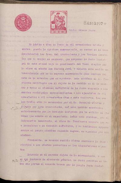 Actes de la Junta Municipal, 10/3/1924 [Minutes]