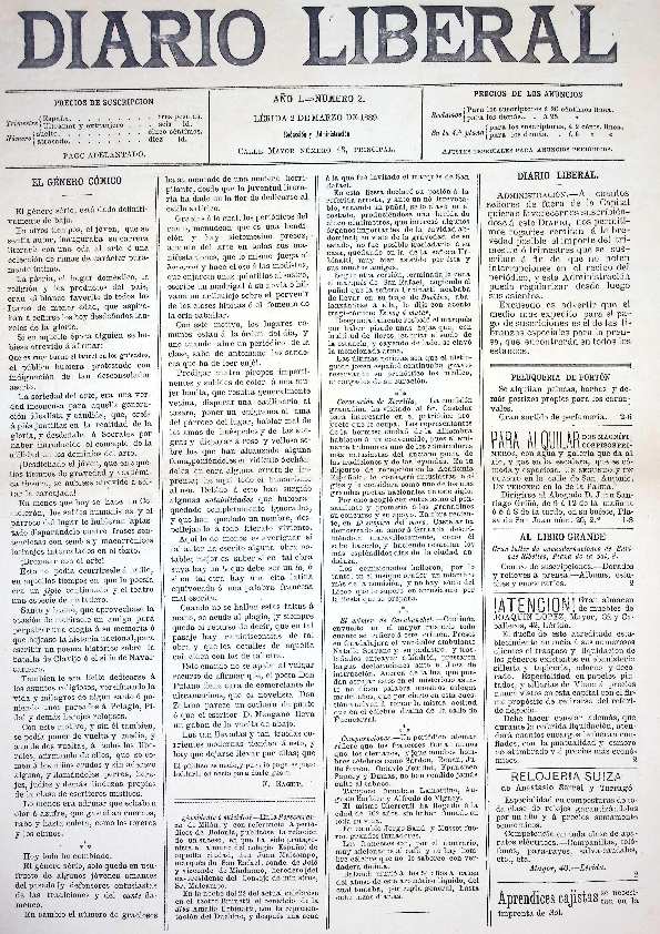 DIARIO LIBERAL, 1/1/1889 [Issue]