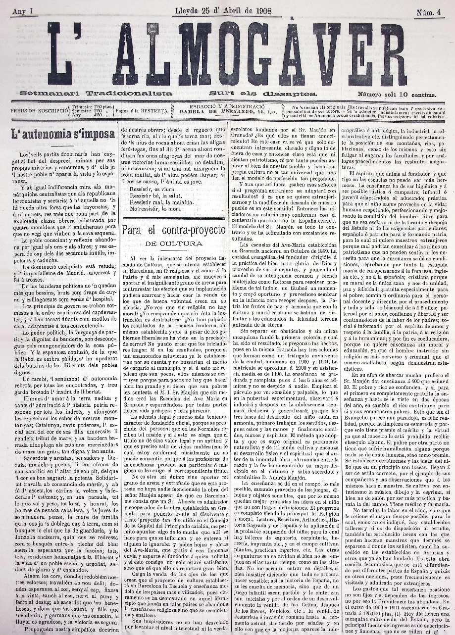 ALMOGÀVER, L', 1/1/1908 [Issue]