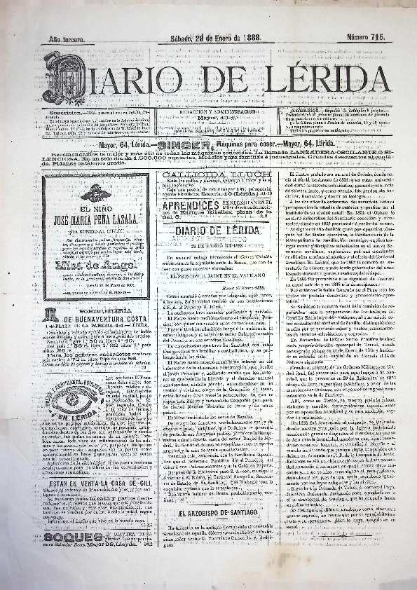 DIARIO DE LÉRIDA, EL , 1/1/1888 [Issue]