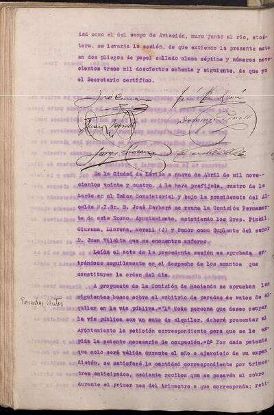 Actes de la Comissió Municipal Permanent, 9/4/1924 [Acta]