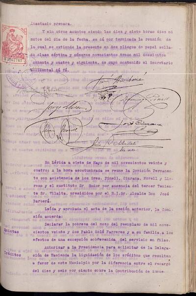 Actes de la Comissió Municipal Permanent, 7/5/1924 [Acta]