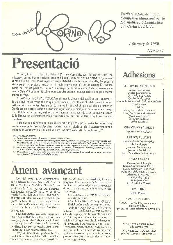 BORINOT ROS, LO, 1/3/1982, LO BORINOT ROS [Ejemplar]