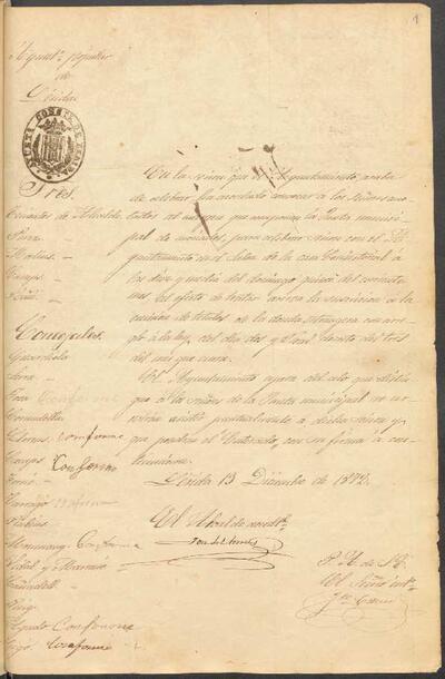 Actes de la Junta Municipal, 13/12/1872 [Minutes]