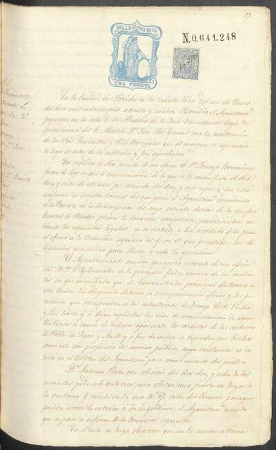 Actes del Ple de l'Ajuntament de Lleida, 20/1/1874 [Minutes]