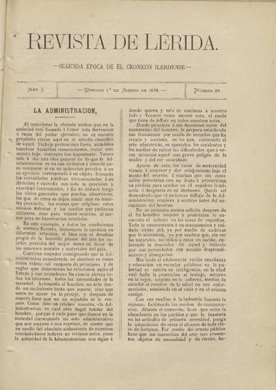 REVISTA DE LÉRIDA, 1/8/1875 [Exemplar]