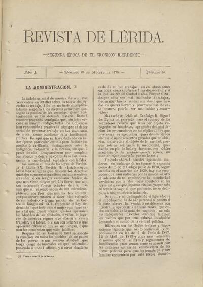 REVISTA DE LÉRIDA, 15/8/1875 [Exemplar]