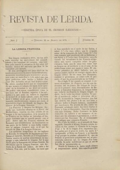 REVISTA DE LÉRIDA, 22/8/1875 [Issue]