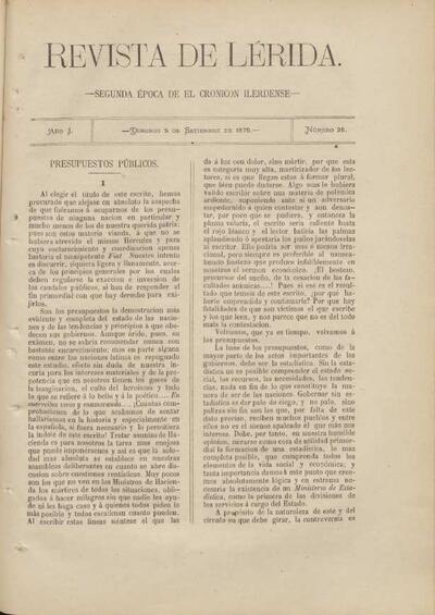 REVISTA DE LÉRIDA, 5/9/1875 [Exemplar]