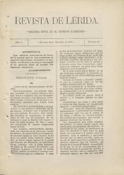 REVISTA DE LÉRIDA, 10/10/1875 [Issue]