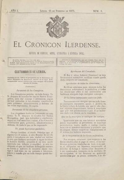 CRONICÓN ILERDENSE, EL, 15/2/1875 [Issue]