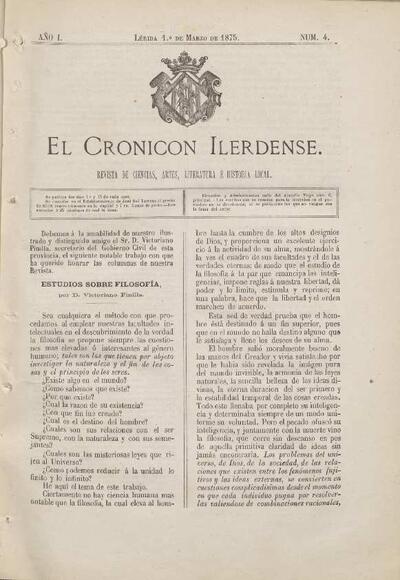 CRONICÓN ILERDENSE, EL, 1/3/1875 [Exemplar]