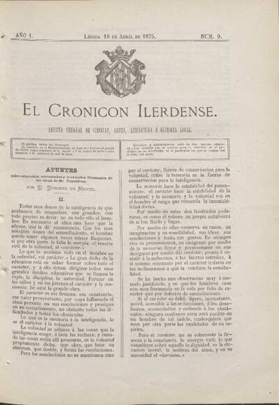 CRONICÓN ILERDENSE, EL, 18/4/1875 [Exemplar]